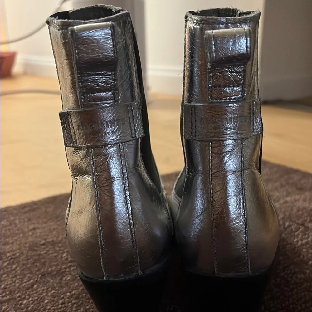 All Saints Metallic Silver and Gold Ankle Booties with Sleek Silhouette - Picture 2 of 6